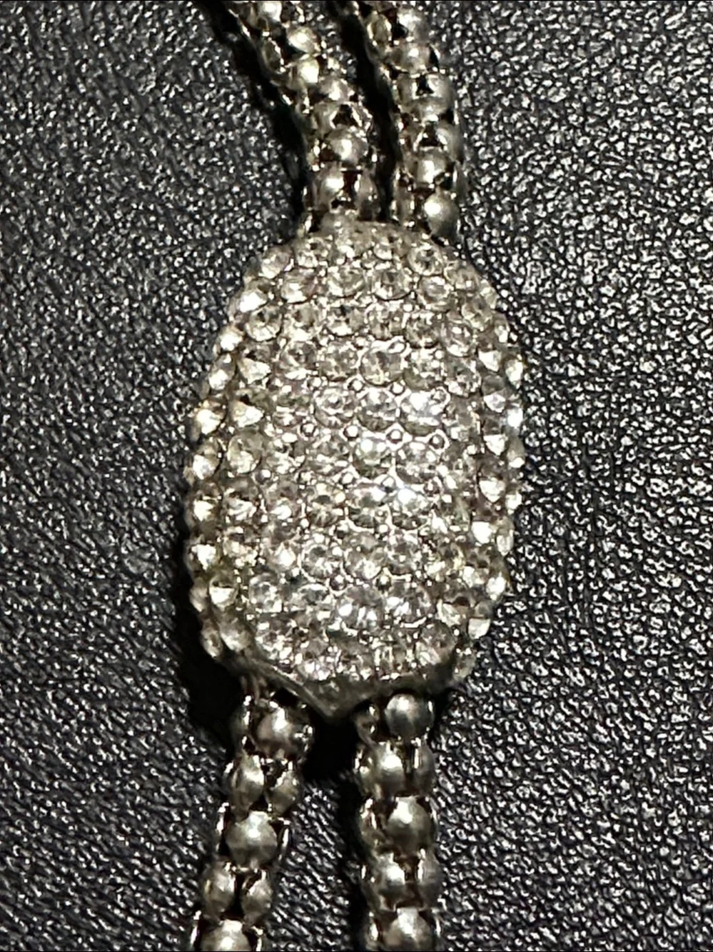 Chico’s Pave’ Crystal Pendant & Drops Silver Tone Y Lariat Necklace